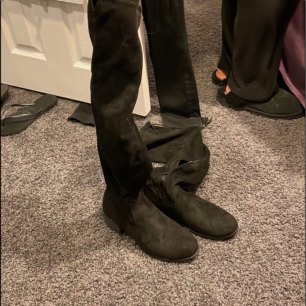 Madden girl tall over the knee boot with tie and zipper